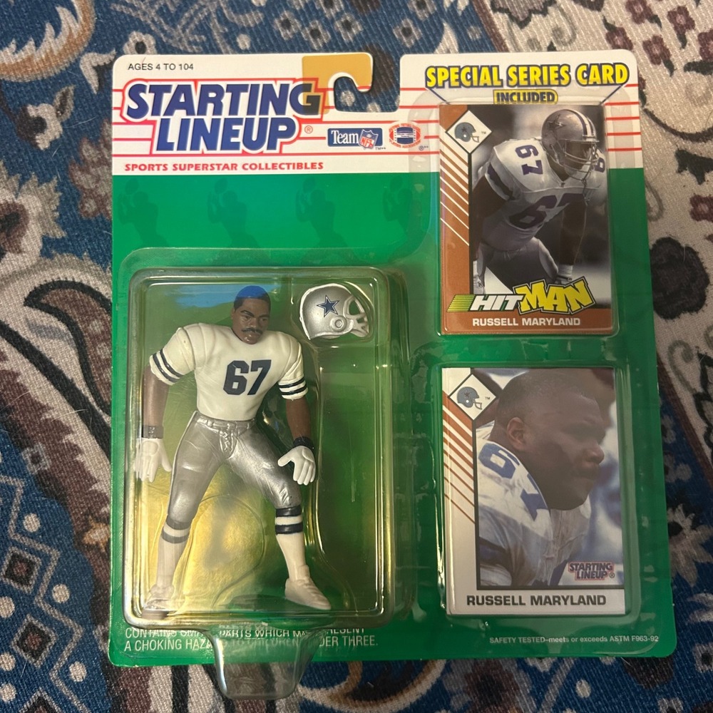 1993 Kenner Starting Lineup Russell Maryland Cowboys Hit Man Cards Sealed 68127